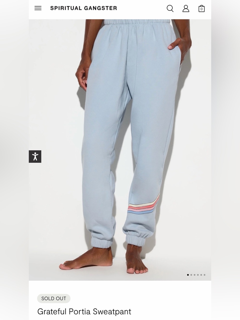 Spiritual Gangster Grateful Portia Light Blue Sweatpants with Striped Detail